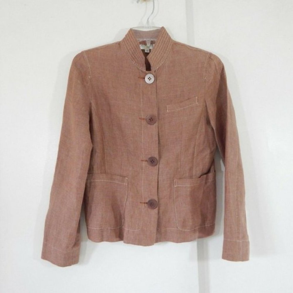 MARGARET OLEARY jacket blazer 100% linen brown S